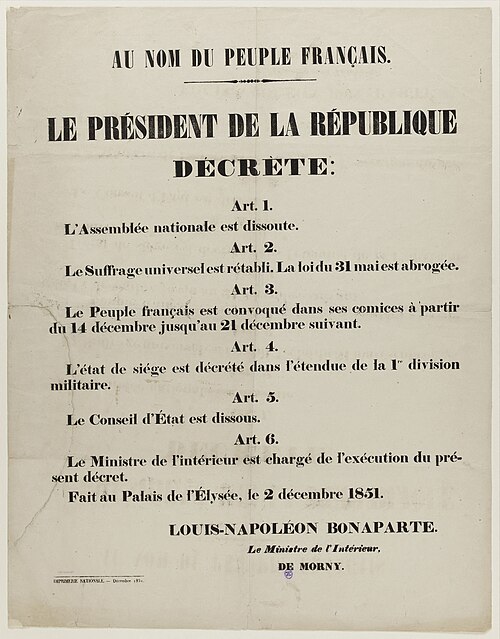 2 déc. 1851 - Coup d'État du 2 décembre