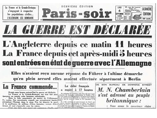 3 sept. 1939 - Déclaration de guerre de la France contre l'Allemagne