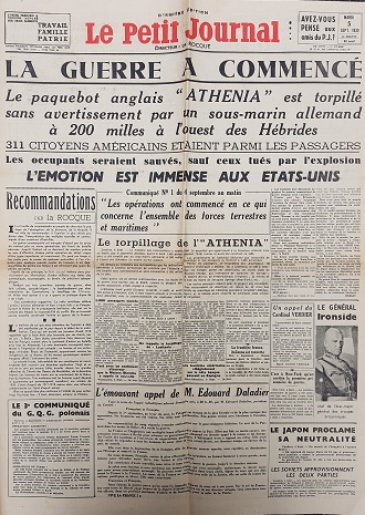 3 sept. 1939 - Déclaration de guerre de la France contre l'Allemagne