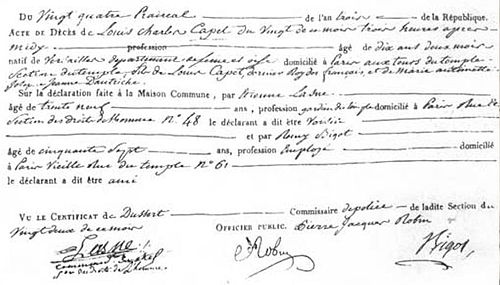 21 jan. 1793 - Louis XVII - Règne symbolique (1793-1795)