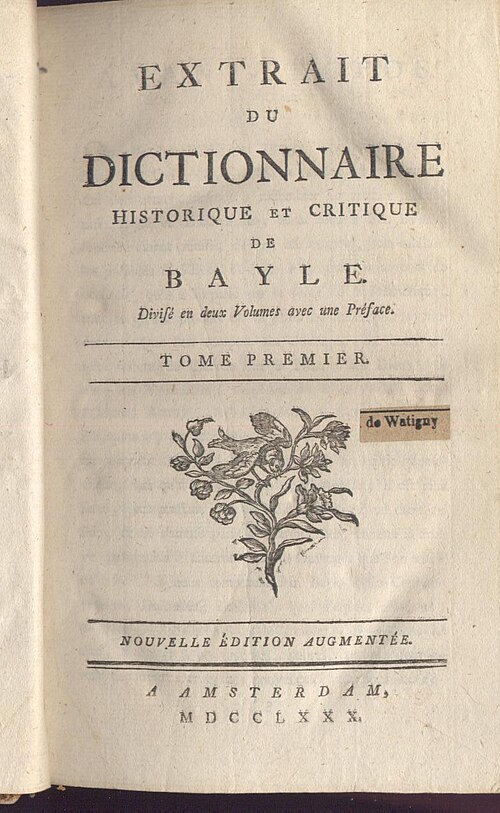 1697 - Bayle - Dictionnaire