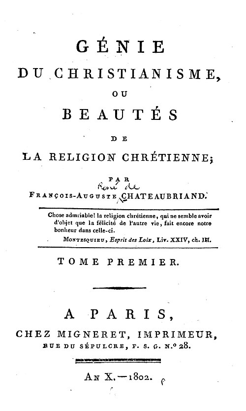 1802 - Chateaubriand - Génie du christianisme