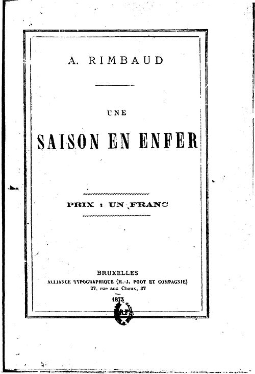 1873 - Rimbaud - Saison en enfer
