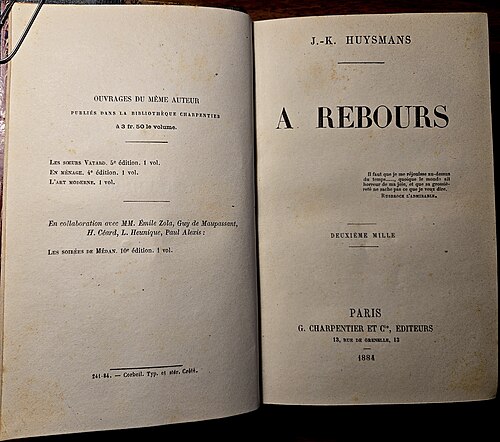 1884 - Huysmans - À rebours