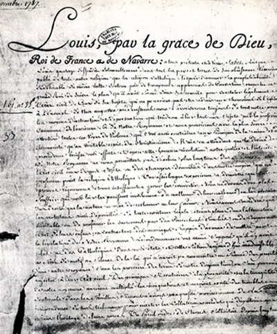 7 nov. 1787 - Édit de tolérance (1787)