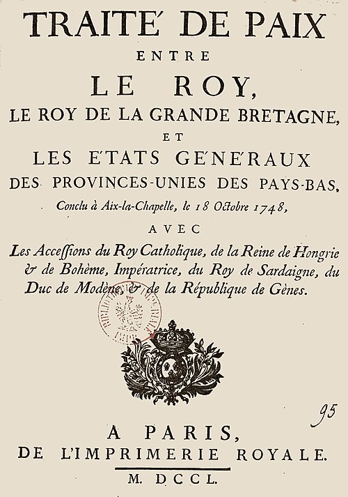 18 oct. 1748 - Traité d'Aix-la-Chapelle (1748)
