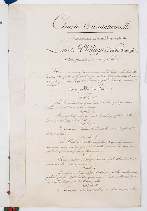 14 août 1830 - Charte constitutionnelle de 1830